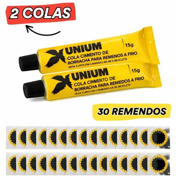30 Remendos R-00 + Cola Unium 15g | Reparo de Pneu Bicicleta e Moto ‍️