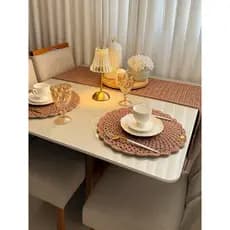 Mesa posta em crochê / sousplat + trilho / lugar americano luxo / kit completo