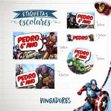Kit Etiqueta Escolar Personalizada Vingadores - 30 unidades