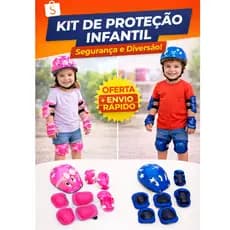 Kit Proteção Infantil Completo – Capacete (OPCIONAL) Joelheiras+Cotoveleiras+Munhequeiras P/PROTEÇÃO