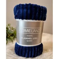 Manta flannel azul marinho lisa Queen