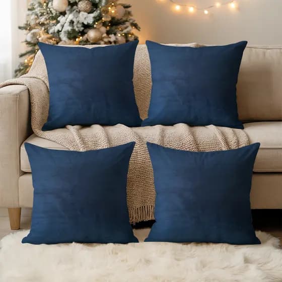 Capas Almofadas de Veludo Azul Marinho Para Sofá Cama Sala Quarto (43x43cm e 50x50cm)