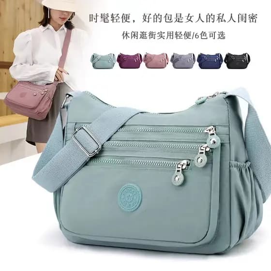 Bolsa feminina Nylon Tiracolo Transversal Impermeável multi bolsos