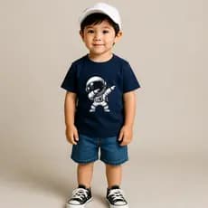 Camiseta Infantil Meninos Blusa Infantil Estampada 100% Algodão Estampa Astronauta