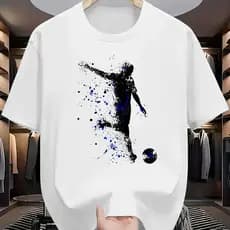 Camiseta de futebol de luxo de verão para rapazes 100% Algodão respirável e leve com estampado Futebol