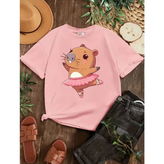 Camiseta Infantil Menina Capivara Bailarina Camisa 100% algodão blusa infantil feminina