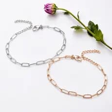 Pulseira de Elos Unissex Oval Prata