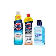 Kit 3 Sanol Cloro Gel Desengordurante Limpador Perfumado Concentrado