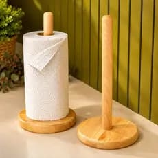 Porta Papel Toalha Bambu Bancada Mesa Suporte Elegante Resistente Moderno Cozinha ENVIO IMEDIATO