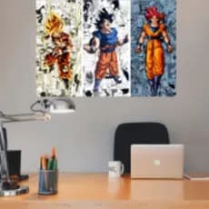 kit 6 Quadro ou 1 unidade Goku Transformações – Dragon Ball Z Decorativo em MDF 20x45cm |
