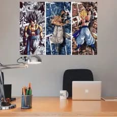 3 Quadros ou 1 unidade Decorativos Dragon-Ball-Z(Gogita)MDF 20x45cm /Vinil Autocolante/ Quarto/sala
