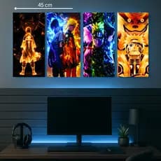 Quadro Decorativo com 1,3 e 4 unidades Anime naruto/sasuke/kakashi/jiraya/sakura 45x20 cm