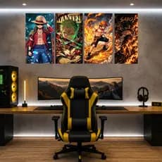 Quadros 1,3 ou 4 unidade do Luffy Zoro Ace Anime  Decorativo  para Parede /MDF 20x45 -Quarto,Sala