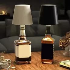 Luminária Abajur Garrafa Whisky champanhe gin cerveja luz amarela branca Mesa Led Touch Dimerizável Portátil touch mesa