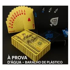 Baralho Black A Prova D'agua - Baralho Preto - Poker Mágica jogo de cartas dourado