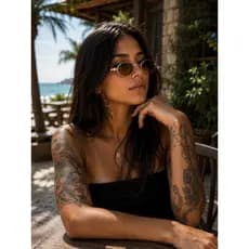 Óculos de Sol Gatinho Angel - dourado com Marrom