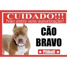 Cuidado Cão Bravo Pit Bull Placa De Advertência 40 X 30