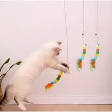 Brinquedo Gato Suspenso Pendurar Na Porta Elástico Interativo Lagarta  Pena Sino Exercício Divertido