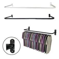 Arara Cabide Parede Reto 1.00 Metro Branco Expositor de Roupas Cabideiro Lojas Casa