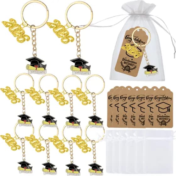 10 Conjuntos De Presente Inspirador De Formatura , Classe De 2025 2026 , Chaveiro Em Massa Com Cartões Bolsa De Organza