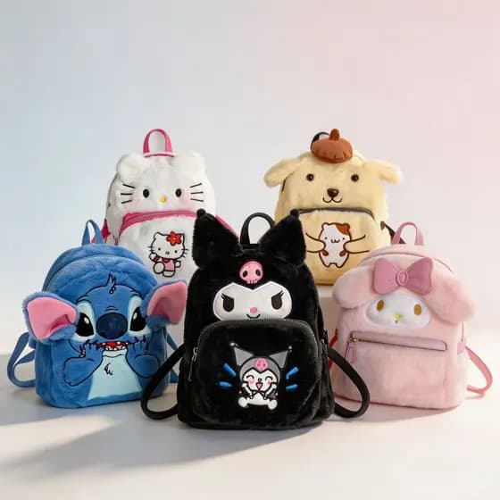 Mochila Escolar De Pelúcia Fofa , Kuromi My Melody Cinnamoroll Para Meninas Kawaii