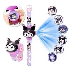 Relógio Infantil Kuromi Projetor 3d Com  Imagens Reais Moatra a hora de verdade