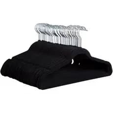 Kit 30 Cabides De Veludo Preto Slim Antideslizante Ultrafino Para Roupa