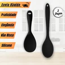 Kit 2 Colher de Silicone para Arroz Servir Cozinha e Talheres Colorido Multiuso Panela anti aderente