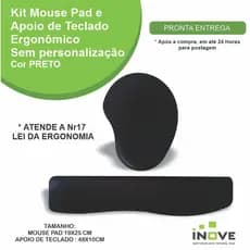 Kit Mouse Pad Ergonômico 201+ Apoio P/ Teclado 403 Preto Conforto Escritório