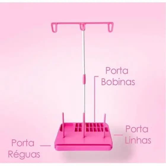 Porta Fio de 3 Cones Porta Cones Rosa ou Branco para Maquina de Costura