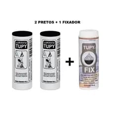 Kit Linha Tupy 2 Corantes Preto + 1 Fixador Tupy Fix para Tingir Algodão, Rayon-Viscose, Rami, Linho Sisal e Mesclas.