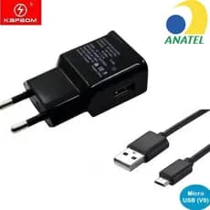 Carregador V8 Turbo Micro USB J2 Prime J4 J5 Prime J6 J7 J8 A10 A10S M10 A01 Core A02 A03 A04 Carregador V8 Original