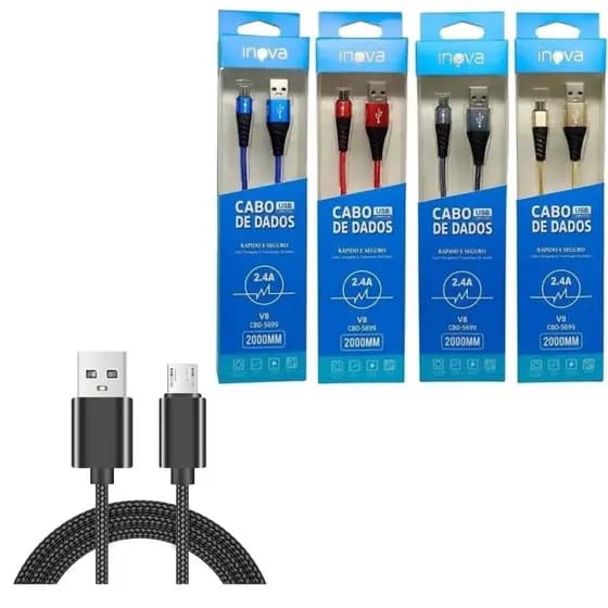 Cabo V8 3 METROS Turbo Cabo MICRO USB Android Cabo 3 Metros V8 Turbo Reforçado Longo Cabo Inova A01 Core A02 A03 A10S