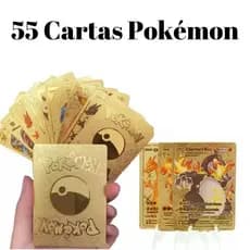 Kit 55 Cartas Pokemon Folha De Ouro Douradas Edição Limitada