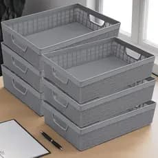Kit 2/4/6 Cestos Organizador Multiuso Armário Escritório Cozinha 5,2 L Em Plástico Resistente