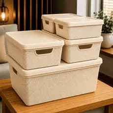 Kit 5 Caixa Organizadora com Tampa grande em Plástico Escritório Lavanderia 1,8 L 5 L 15 L