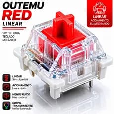 Kit Switch Red para Teclado Mecânico Outemu Padrão MX Vermelho Linear Reposição Hot Swap