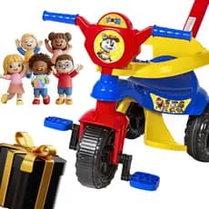 Carrinho de passeio infantil andador bebe didatico de empurrar com pedal haste proteção removivel