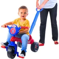 Kit Carrinho de passeio infantil andador bebe criança didatico de empurrar com pedal haste removivel
