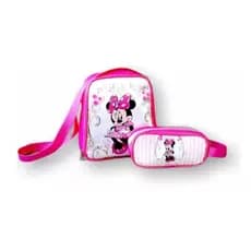 Lancheira Termica Minnie Mouse Rosa + Estojo De Lapis Duplo