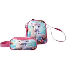 Lancheira Térmica Unicornio Fantasi + Estojo de Lápis Duplo