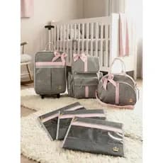 kit de mala maternidade de rodinhas mochila bolsa lateral e saquinhos organizadores