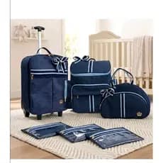 kit de mala maternidade de rodinhas Azul mochila bolsa lateral e saquinhos organizadores
