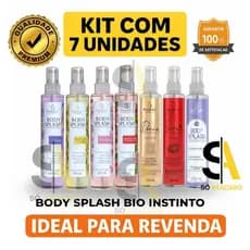 Kit 7 Body Splash Bio Instinto 130ml | Perfume Corporal Feminino | Revenda Atacado