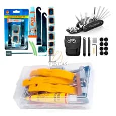 Kit Remendo para Pneu de Bike Completo 24 Reparos Chave Extratora Ferramentas De Remoção Reparação