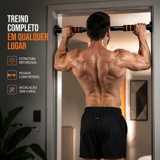 Barra Fixa de Porta Regulável para Exercícios Pull Up Musculação até 200kg Treino em Casa Espuma