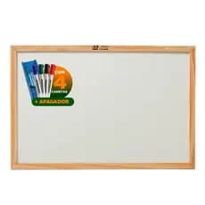 Quadro Branco 100X70 Madeira Escolar Grande Com 4 canetas + 1 Apagador Lousa Branca Escolar Escritório