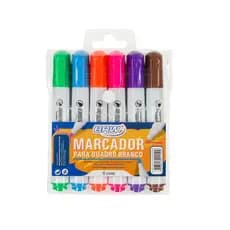 Caneta Para Quadro Branco Kit Com 6 Cores Vivas Pincel Quadro Branco Marcador da Brw CA3000