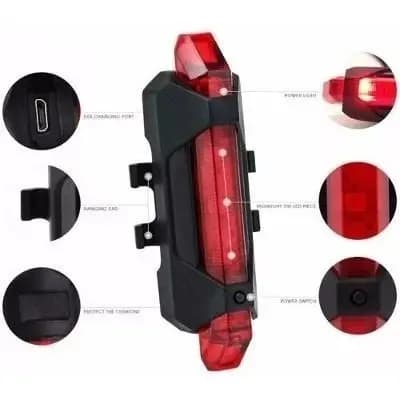 Lanterna Traseira Usb De Led Bike Ciclismo Pisca Sinalizador