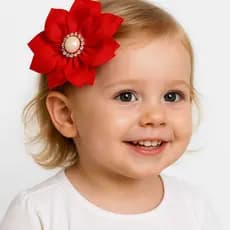 Flor Vermelha para Cabelo/Acessório Feminino Elegante 9cm/ Flor para penteado, arranjo, noiva, dama